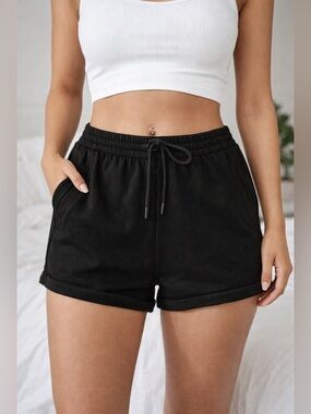 PINK Victoria’s Secret Black Lounge‎ Shorts Drawstring Waist Size M NWT